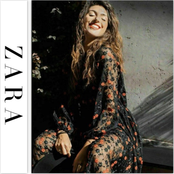 🌹NWT Zara Oversized Dress W Floral Embroidery🌹 - Picture 14 of 16